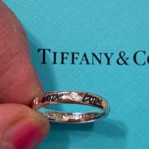 Tiffany”LOVE” Diamond Silver Ring